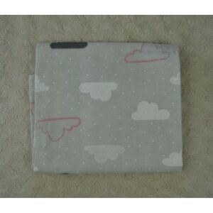 Always Loved by Rene Rofe Clouds Baby Receiving Blanket Flannel Gray Pink Dots